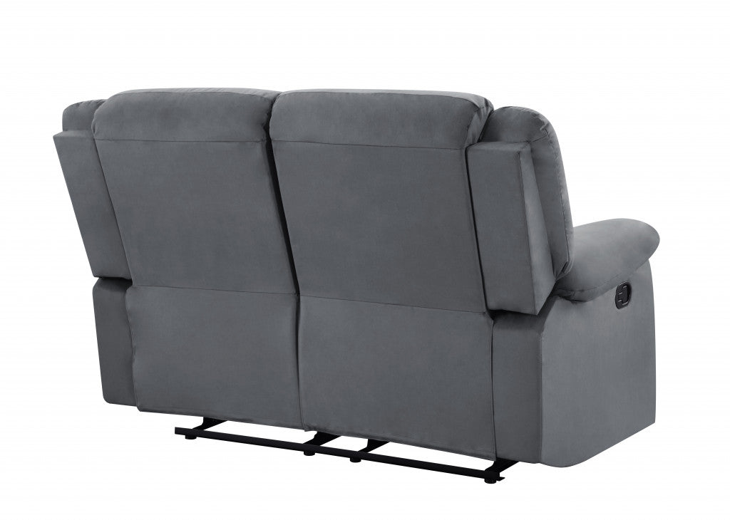 60" Gray Microfiber Manual Reclining Loveseat-3
