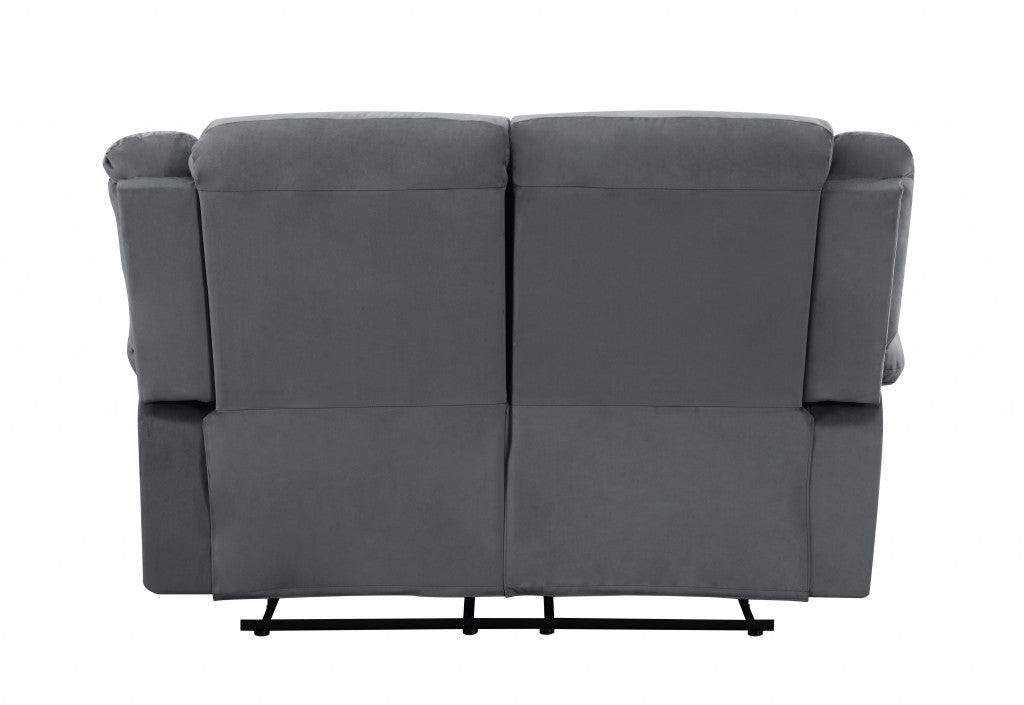 60" Gray Microfiber Manual Reclining Loveseat-4