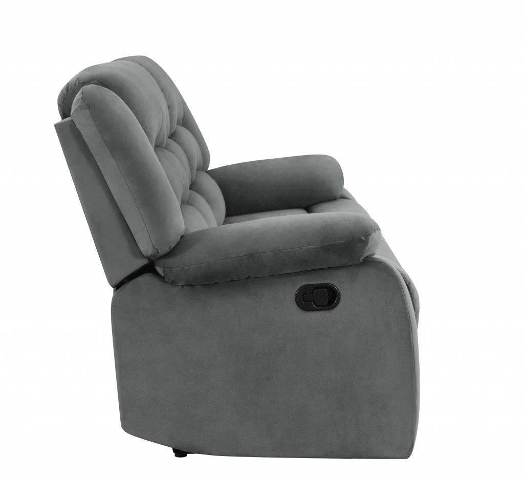 60" Gray Microfiber Manual Reclining Loveseat-5