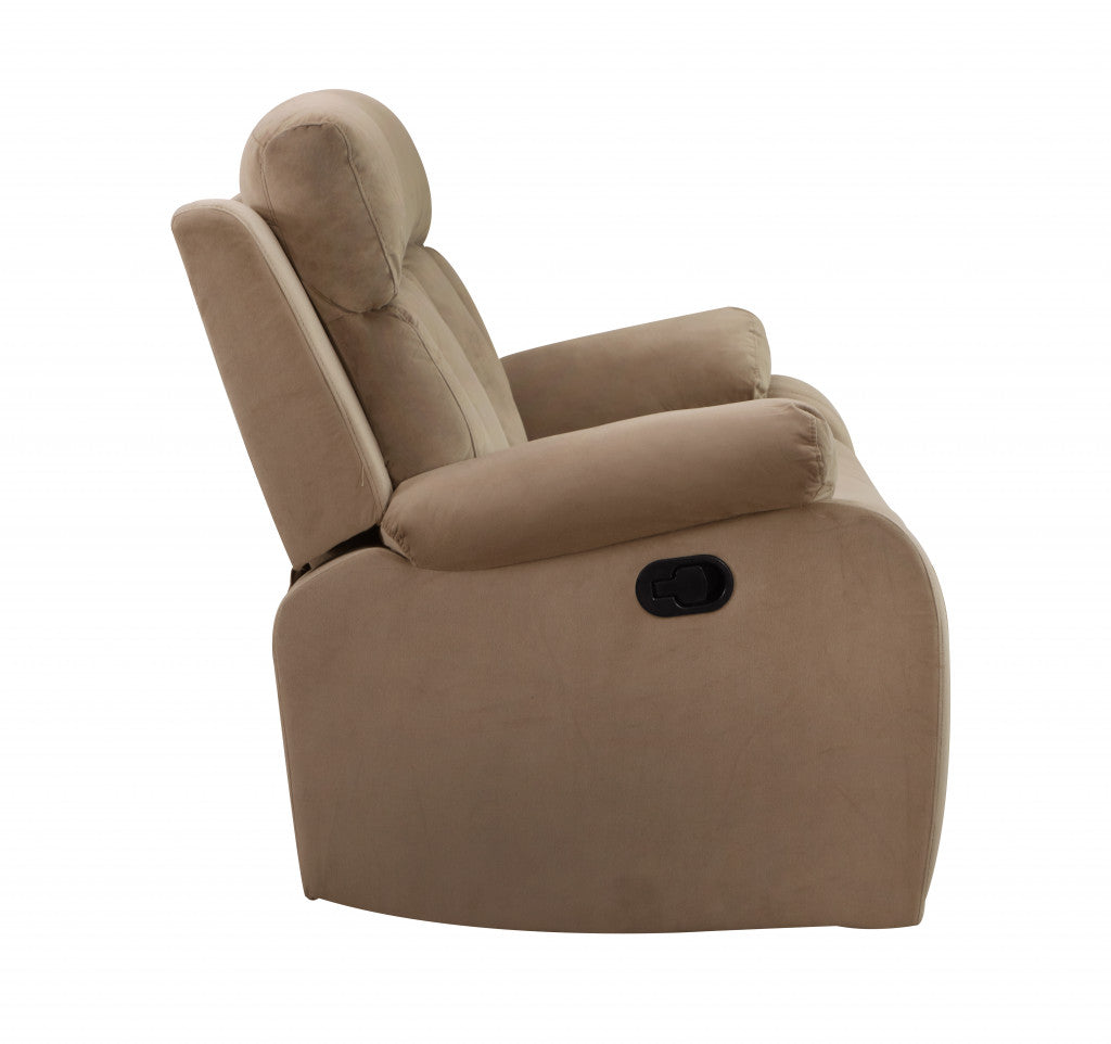 63" Beige Leather Match Recliner-3