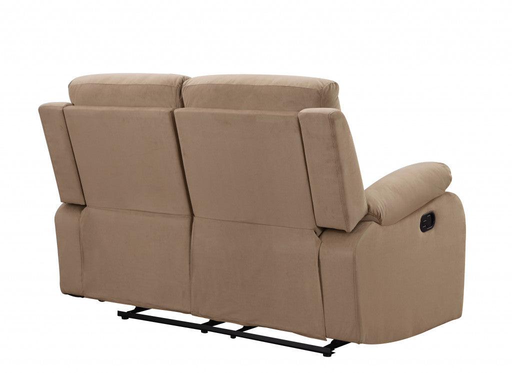63" Beige Leather Match Recliner-4