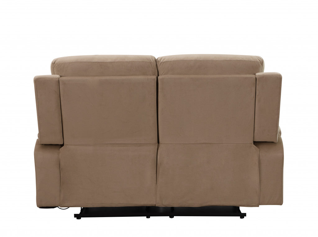 63" Beige Leather Match Recliner-5