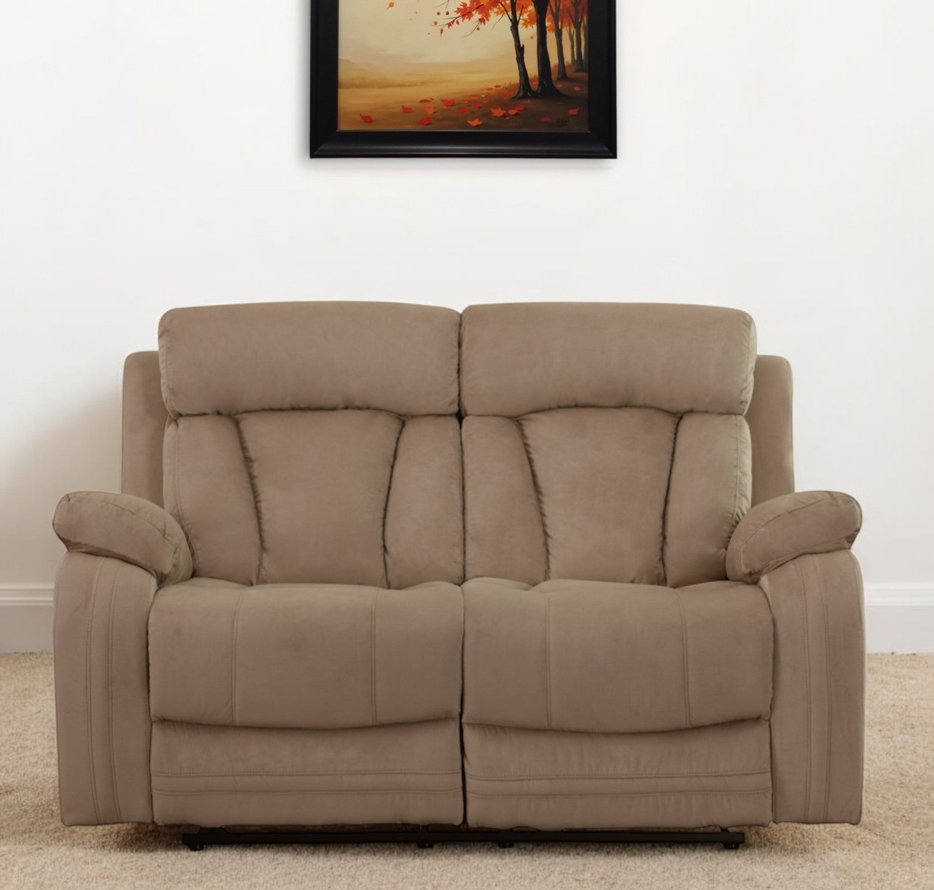 63" Beige Leather Match Recliner-1