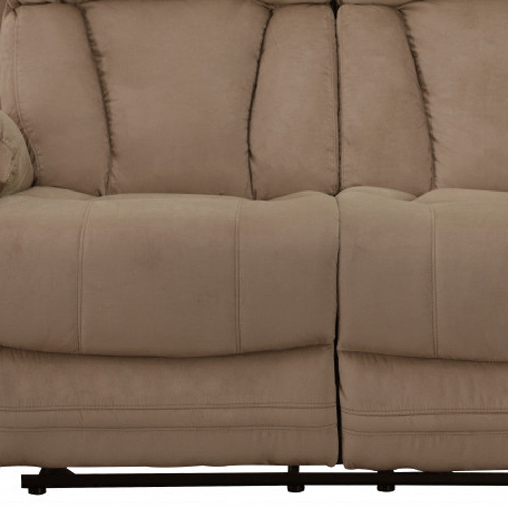 63" Beige Leather Match Recliner-6