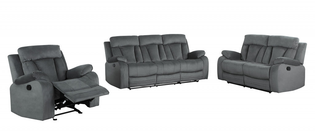 Three Piece Indoor Gray Microsuede Six Person Seating Set-4