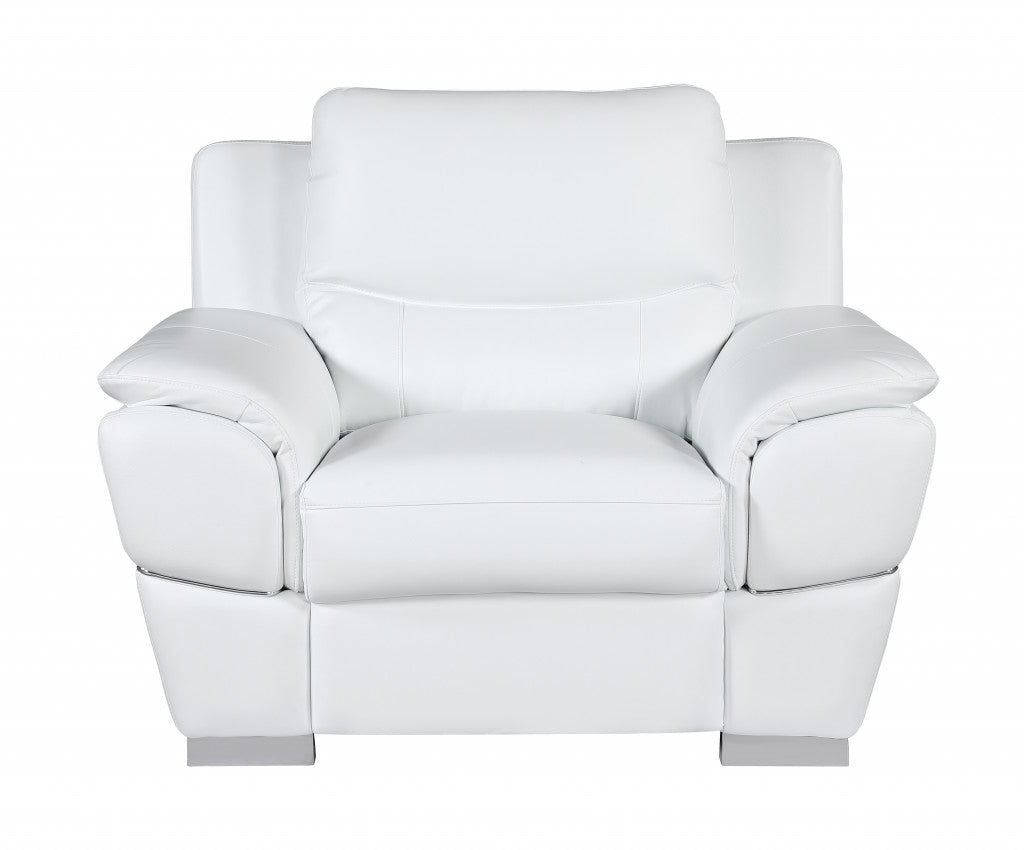 48" White And Silver Leather Match Club Chair-0