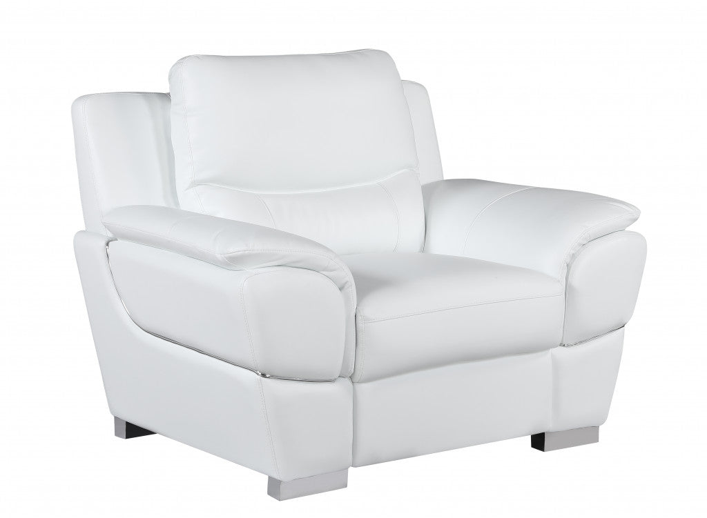 48" White And Silver Leather Match Club Chair-1