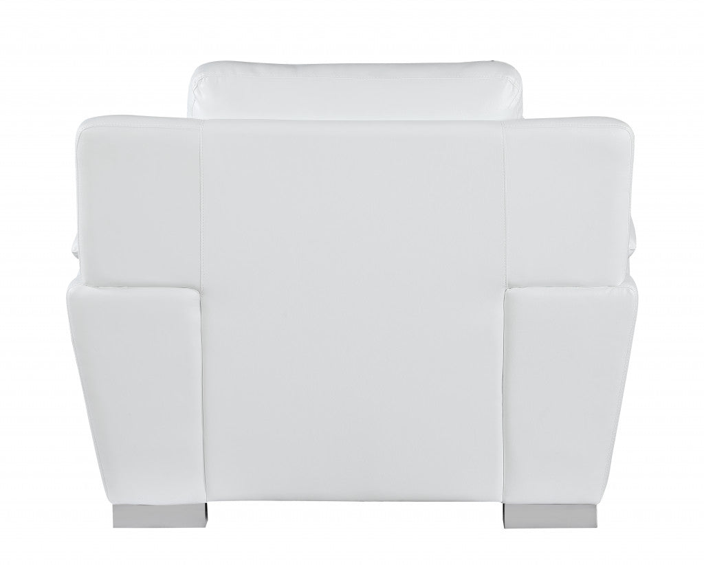 48" White And Silver Leather Match Club Chair-2