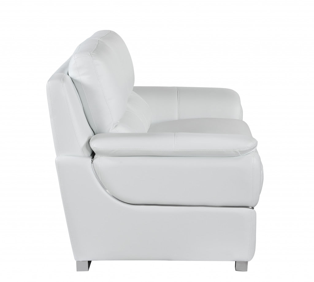 48" White And Silver Leather Match Club Chair-3