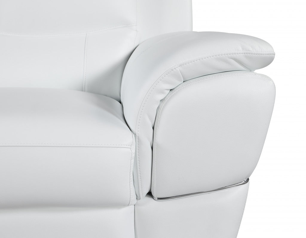 48" White And Silver Leather Match Club Chair-4