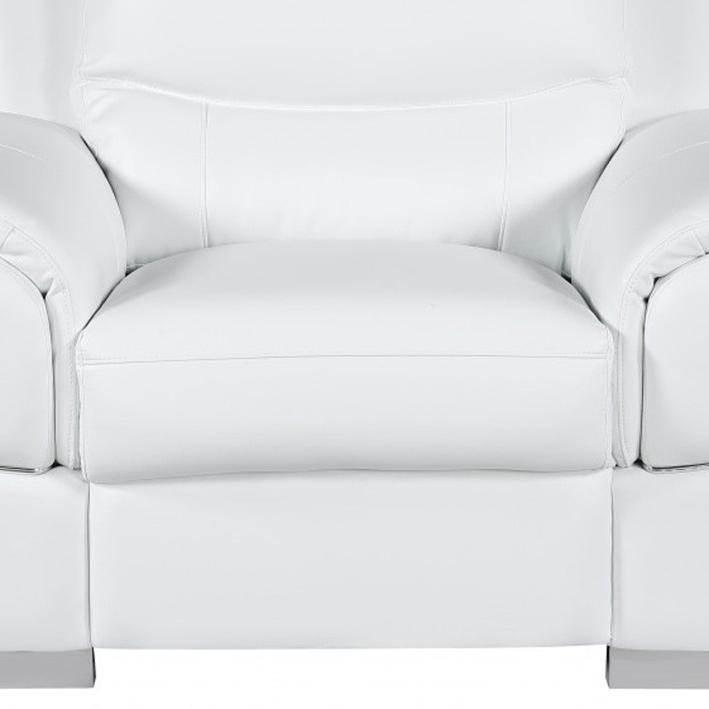 48" White And Silver Leather Match Club Chair-5