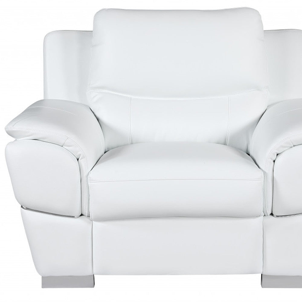 48" White And Silver Leather Match Club Chair-6
