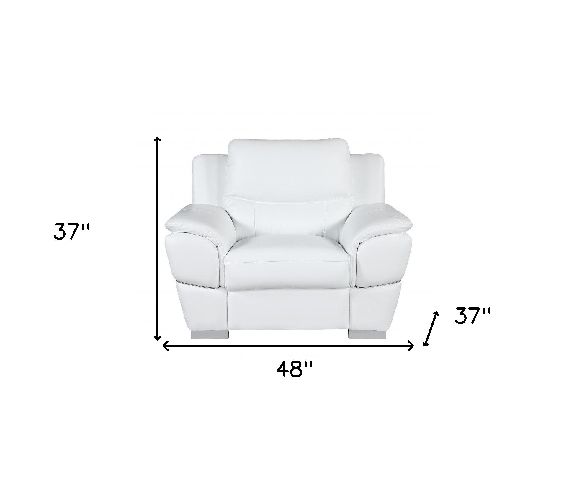 48" White And Silver Leather Match Club Chair-7