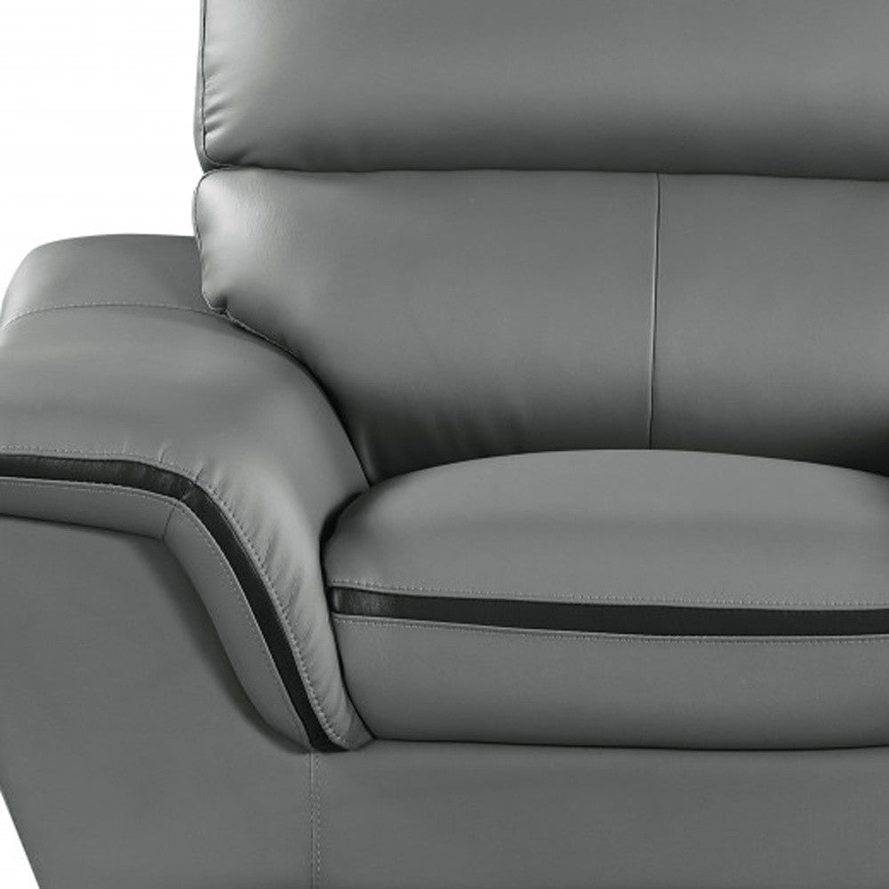 49" Gray And Silver Leather Match Convertible Chair-7