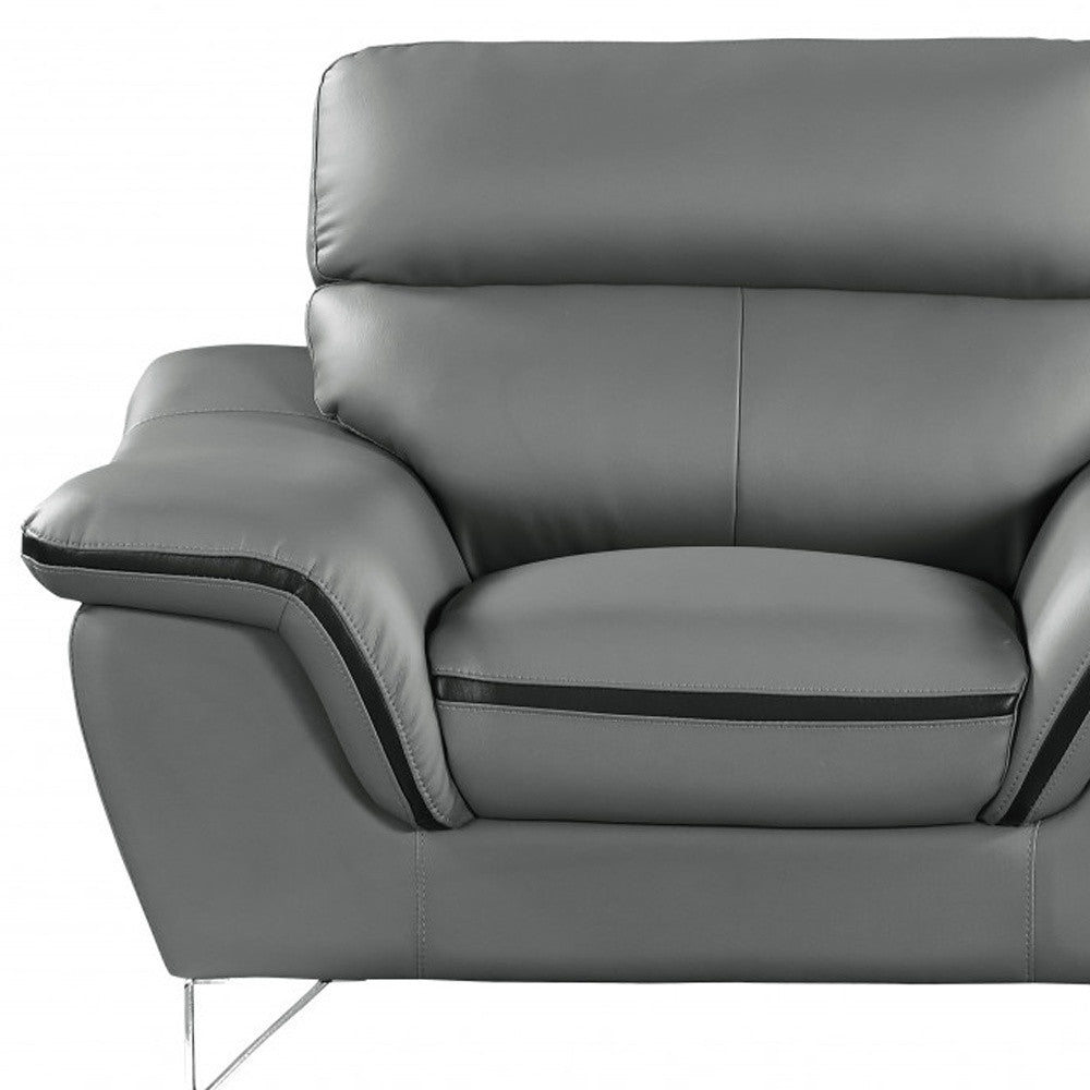 49" Gray And Silver Leather Match Convertible Chair-8