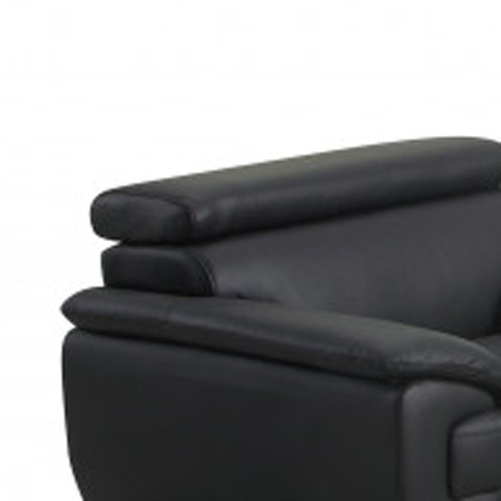 Three Piece Indoor Black Genuine Leather Six Person Seating Set-5