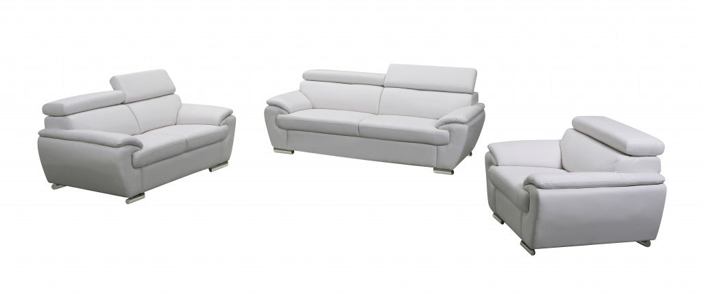 Three Piece Indoor White Genuine Leather Six Person Seating Set-4