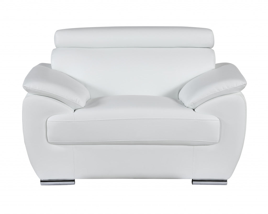 Three Piece Indoor White Genuine Leather Six Person Seating Set-0