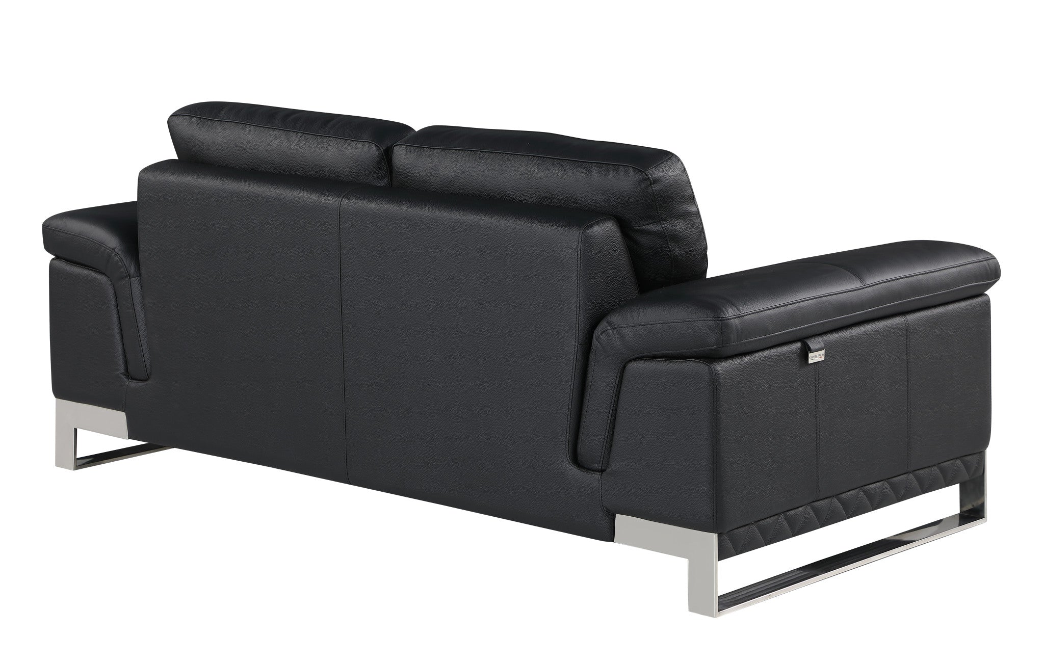 73" Black And Silver Genuine Leather Love Seat-3
