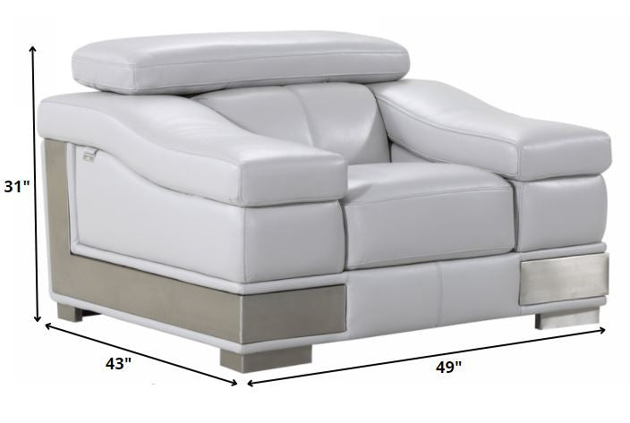 Three Piece Indoor Light Gray Italian Leather Six Person Seating Set-3