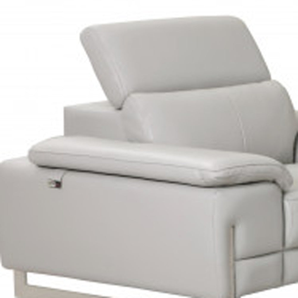 Three Piece Indoor Light Gray Italian Leather Six Person Seating Set-6