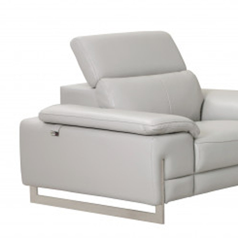 Three Piece Indoor Light Gray Italian Leather Six Person Seating Set-7