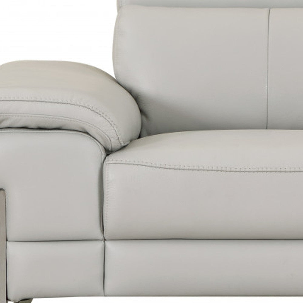 51" Gray And Silver Genuine Leather Chair and a Half-6