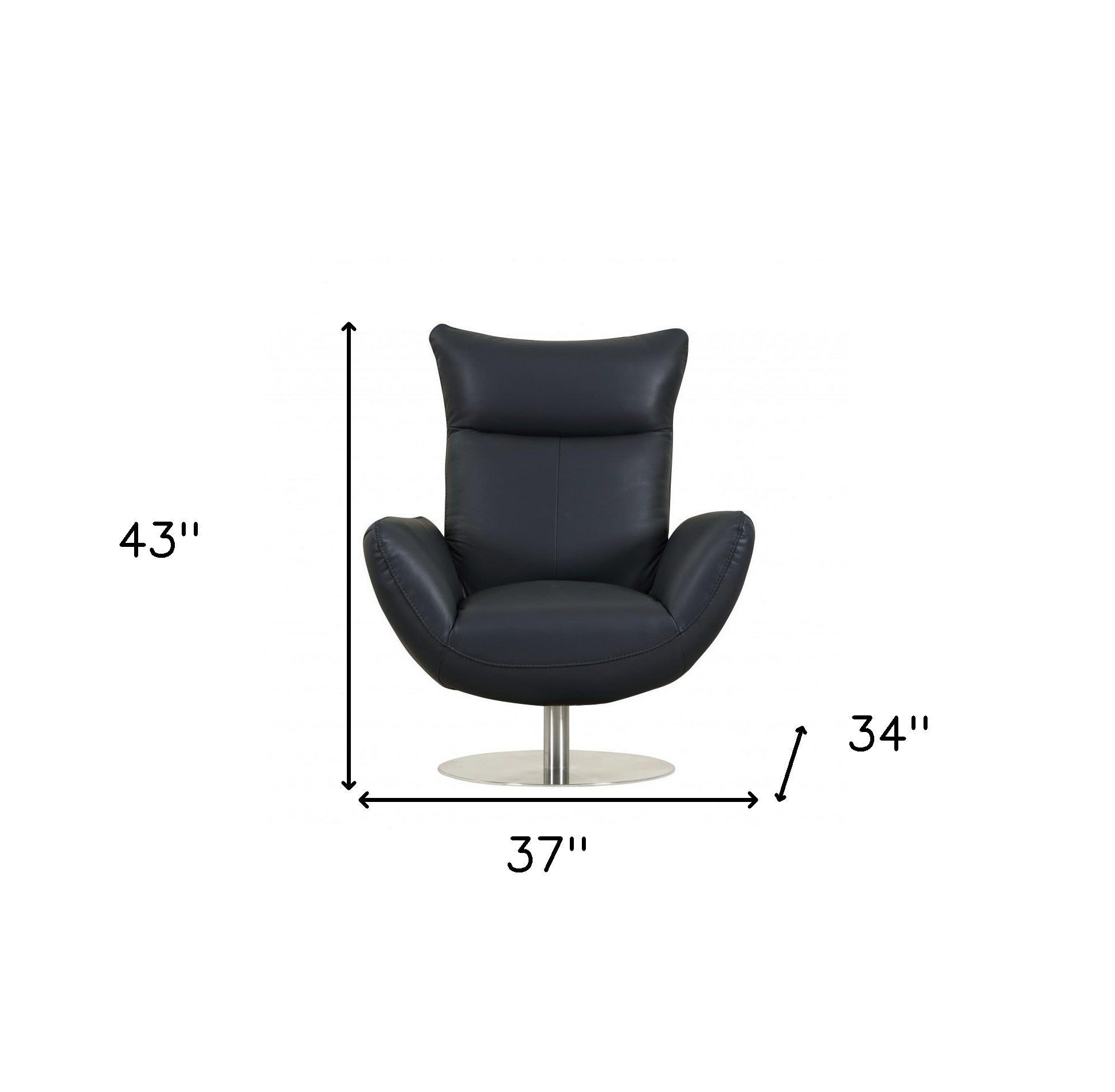 37" Blue And Silver Genuine Leather Lounge Chair-8