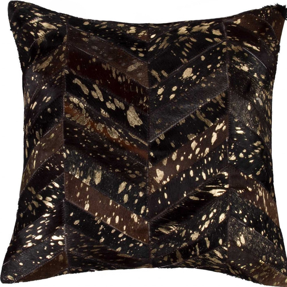 18" X 18" X 5" Chocolate And Gold  Pillow-4