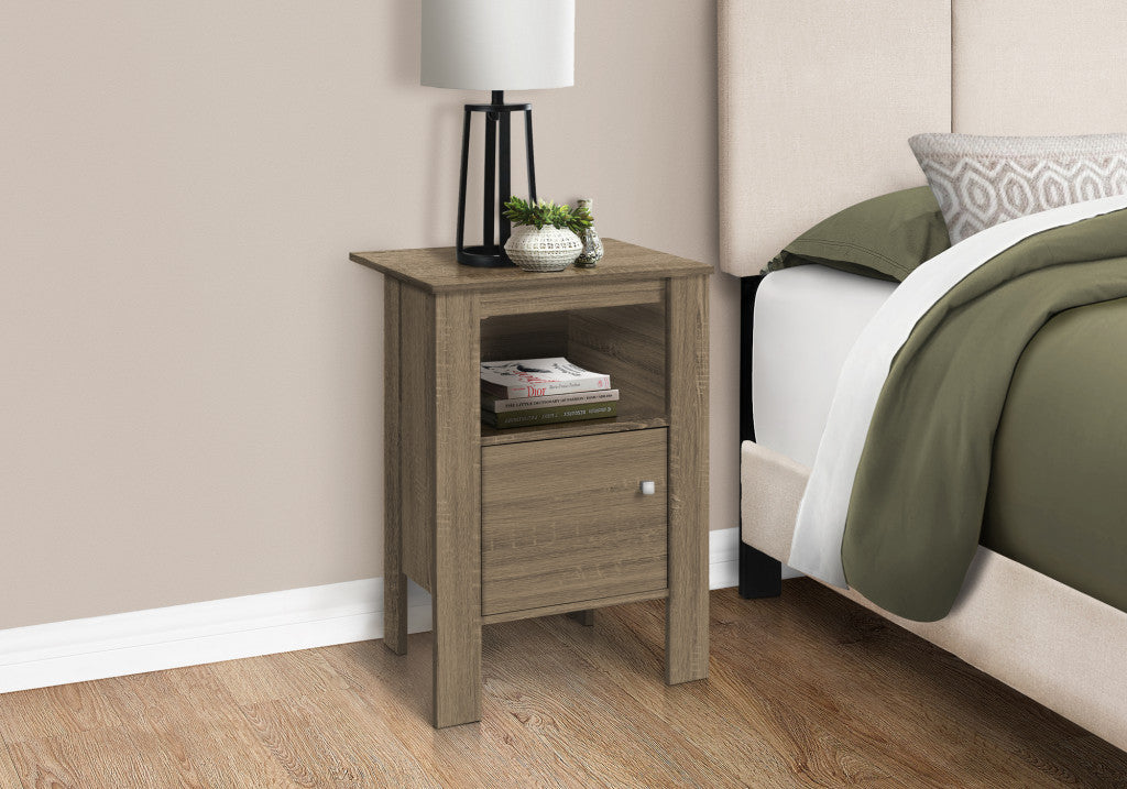 24" Deep Taupe Wood End Table With Shelf-4