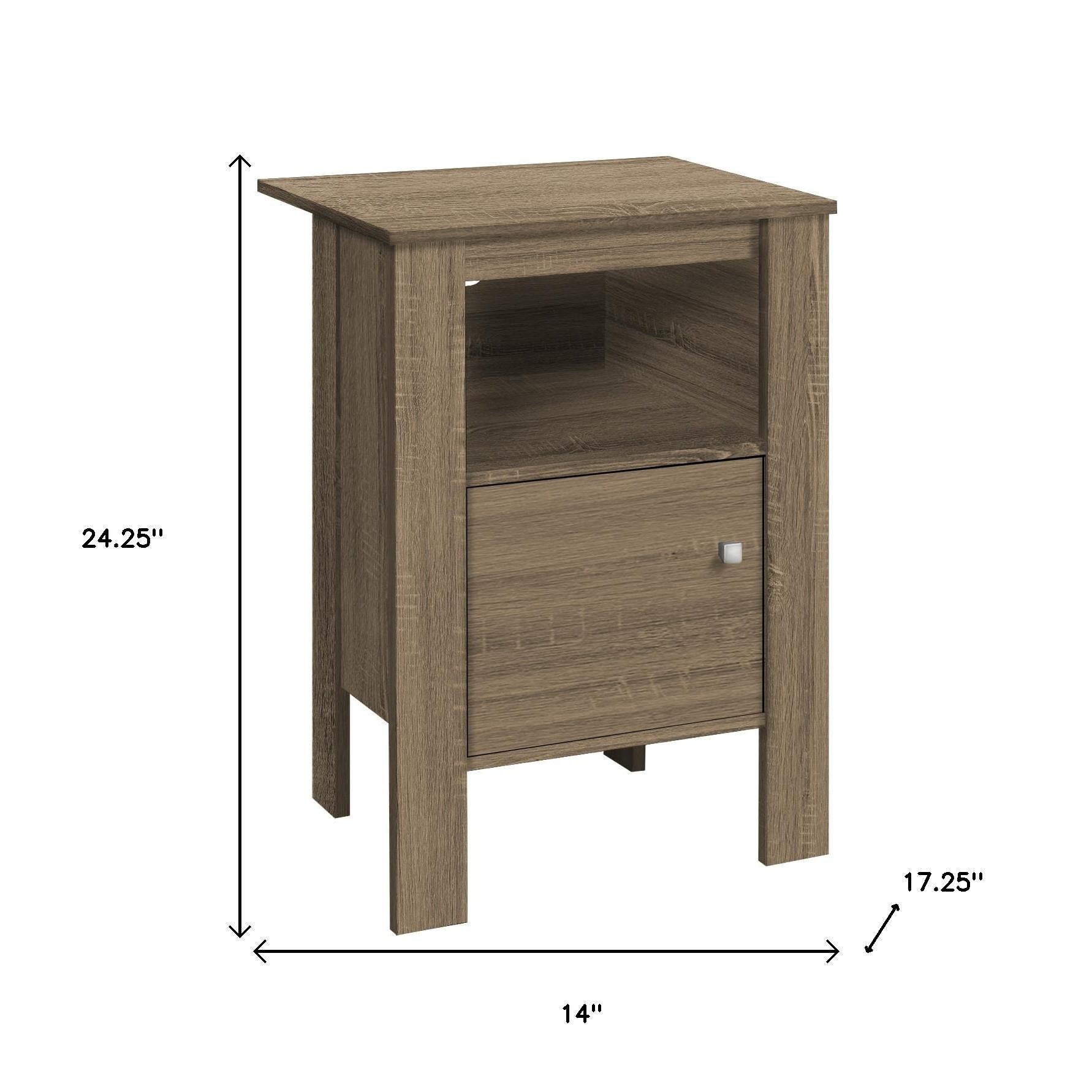 24" Deep Taupe Wood End Table With Shelf-7