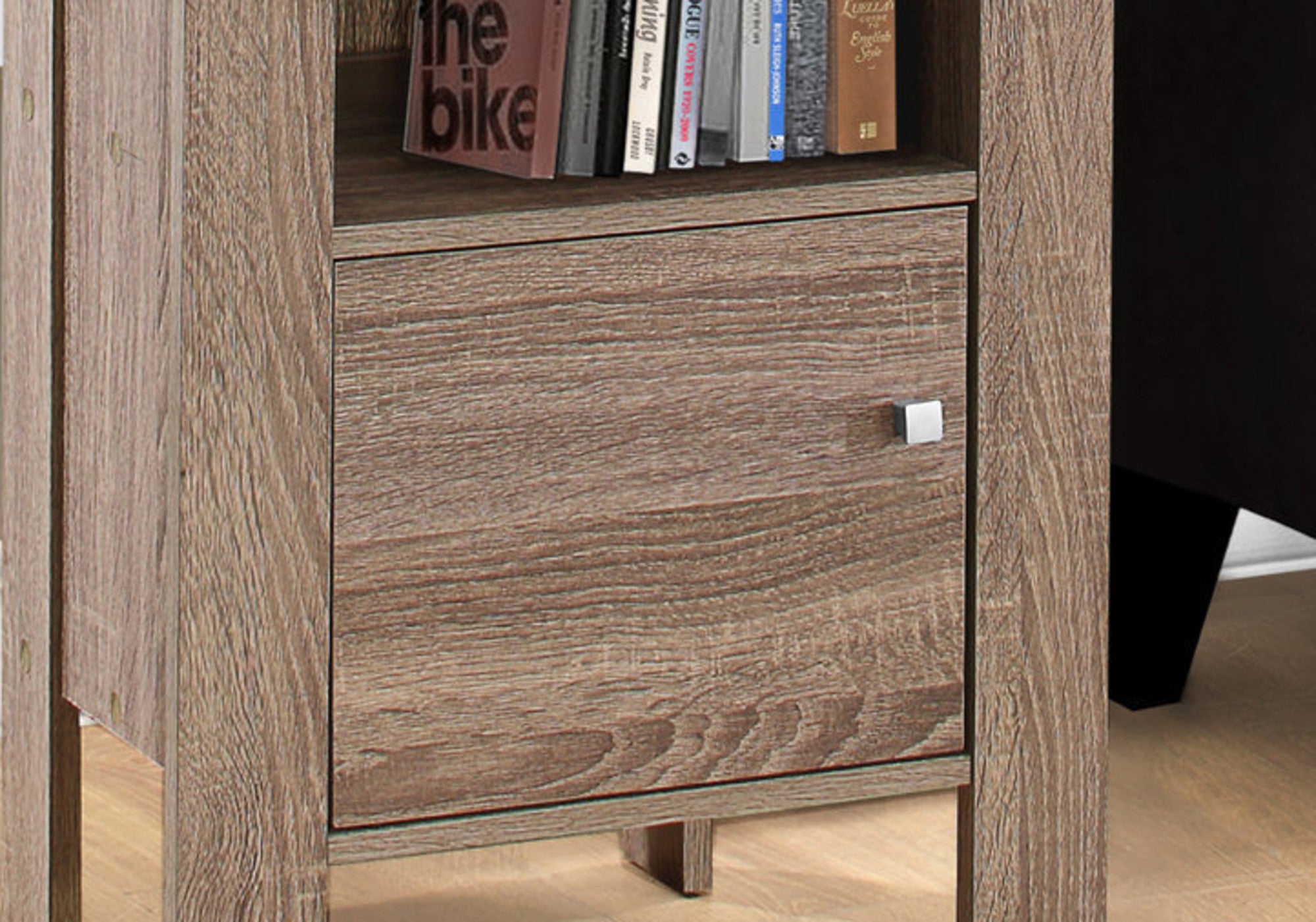 24" Deep Taupe Wood End Table With Shelf-5