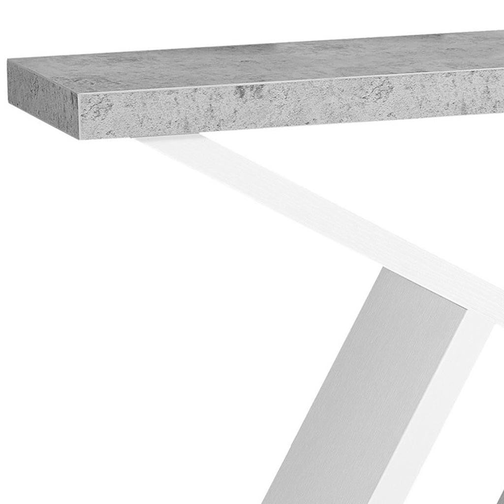 36" Gray and White Abstract Console Table With Shelves-2