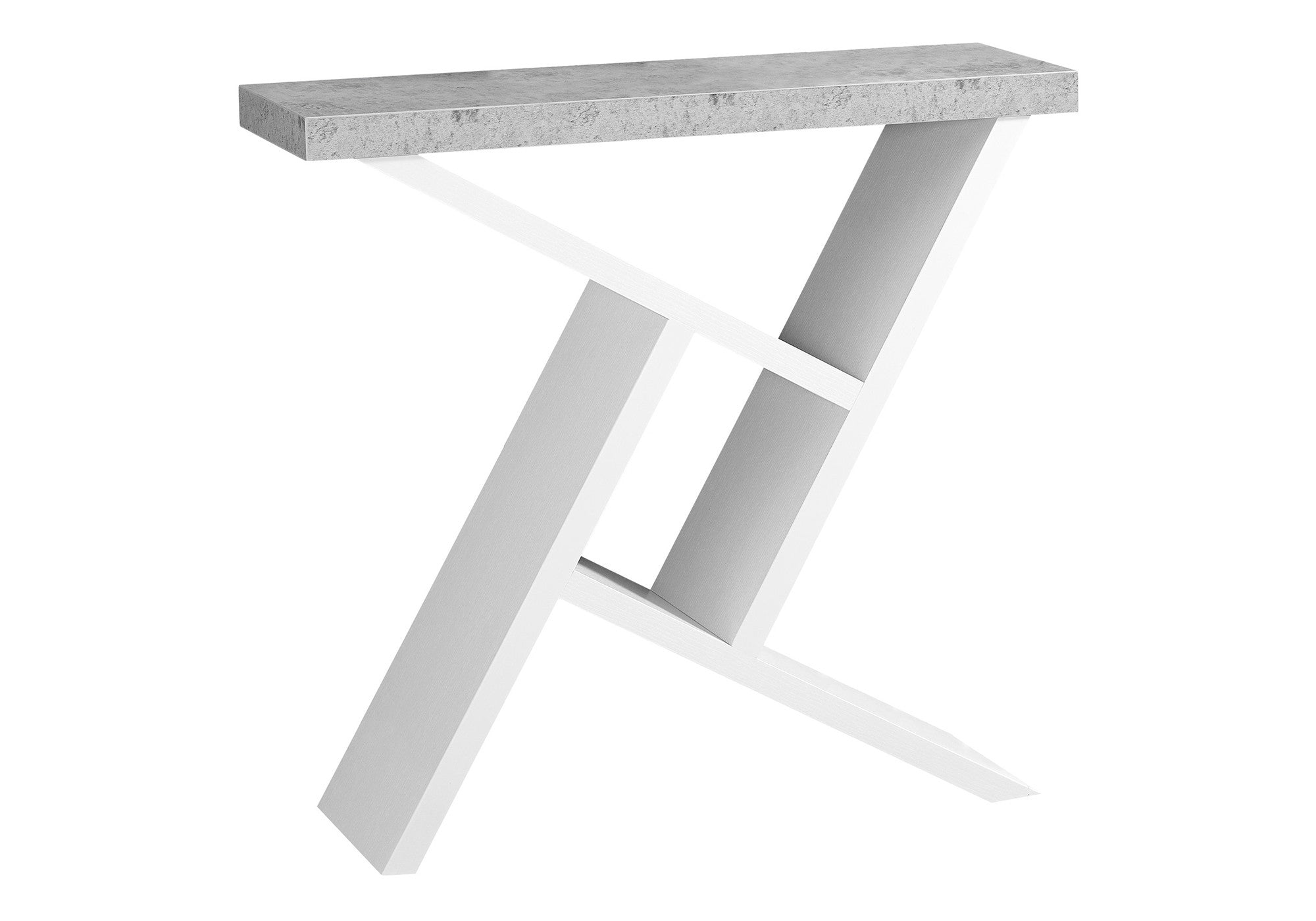 36" Gray and White Abstract Console Table With Shelves-1