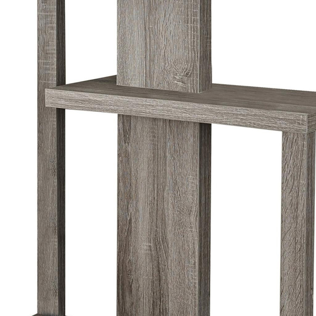 32" Taupe Free form Floor Shelf Console Table With Storage-2