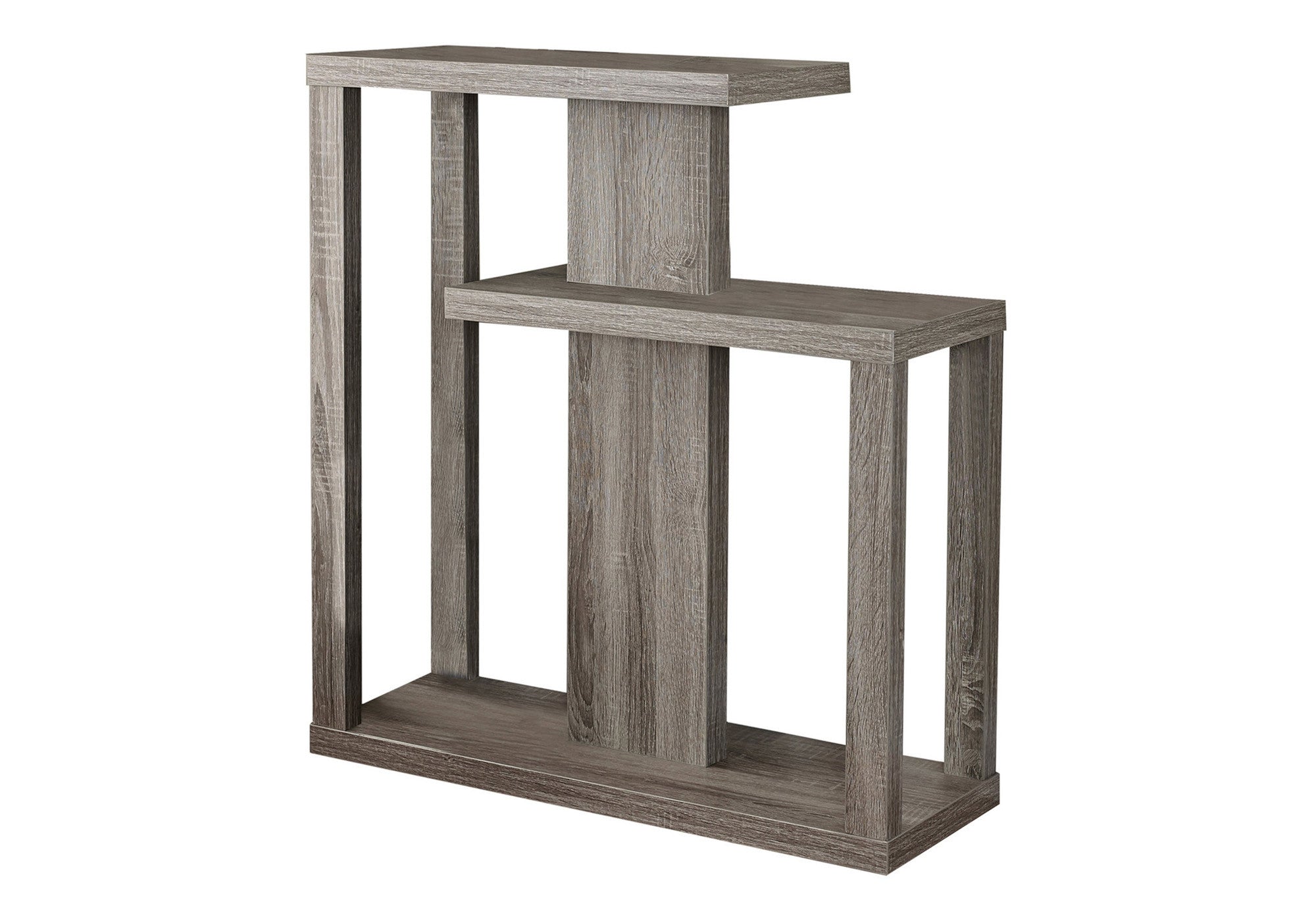 32" Taupe Free form Floor Shelf Console Table With Storage-1
