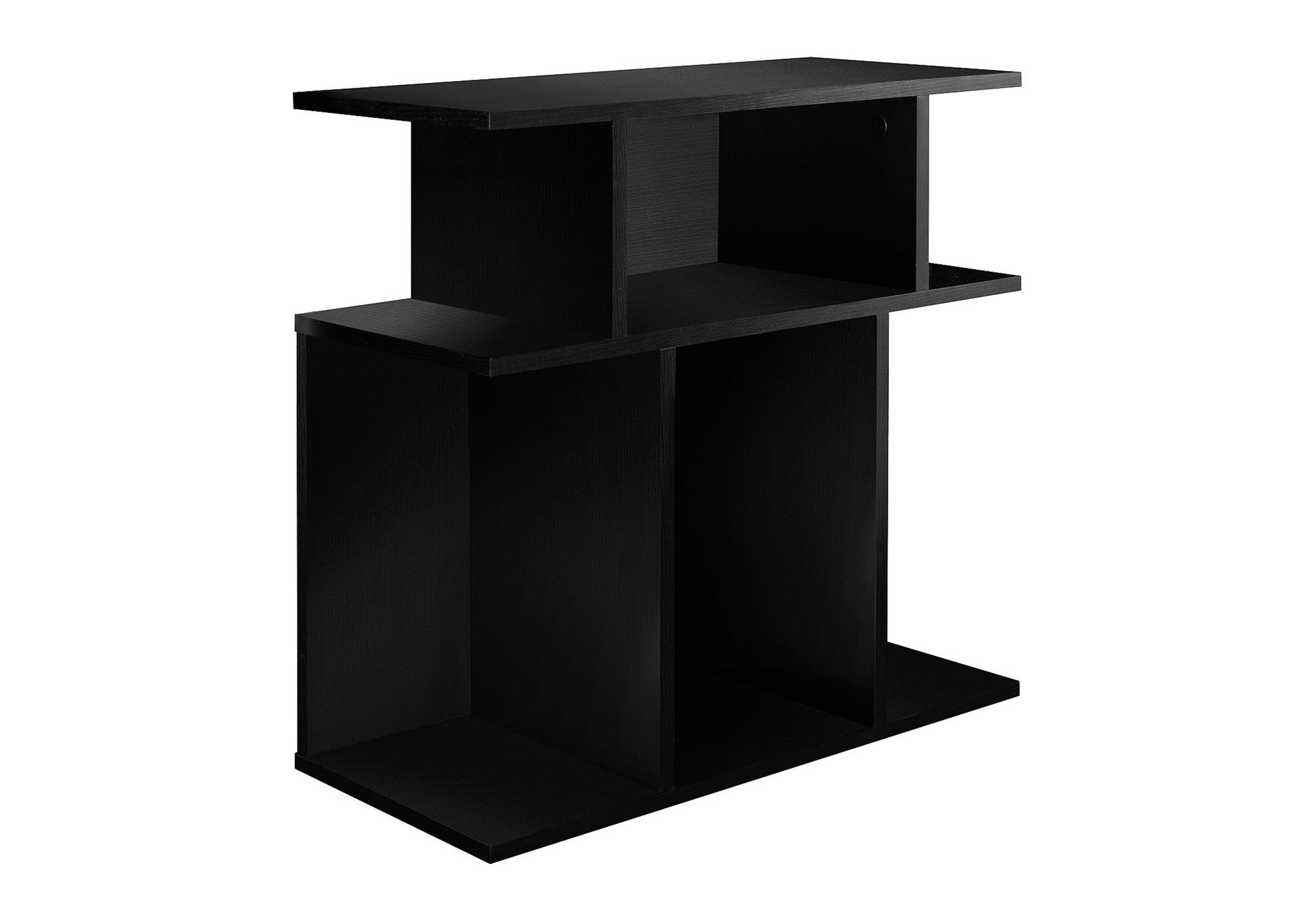 24" Black Wood End Table With Six Open Shelves-0