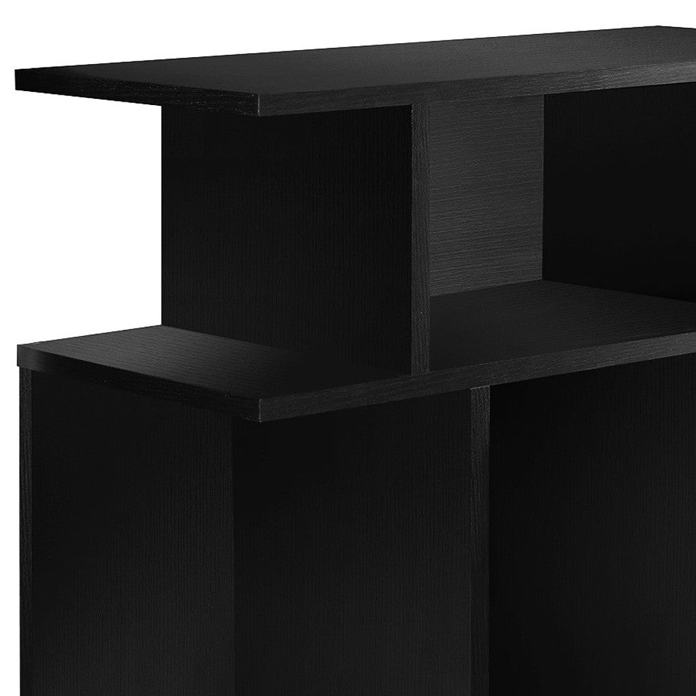24" Black Wood End Table With Six Open Shelves-3