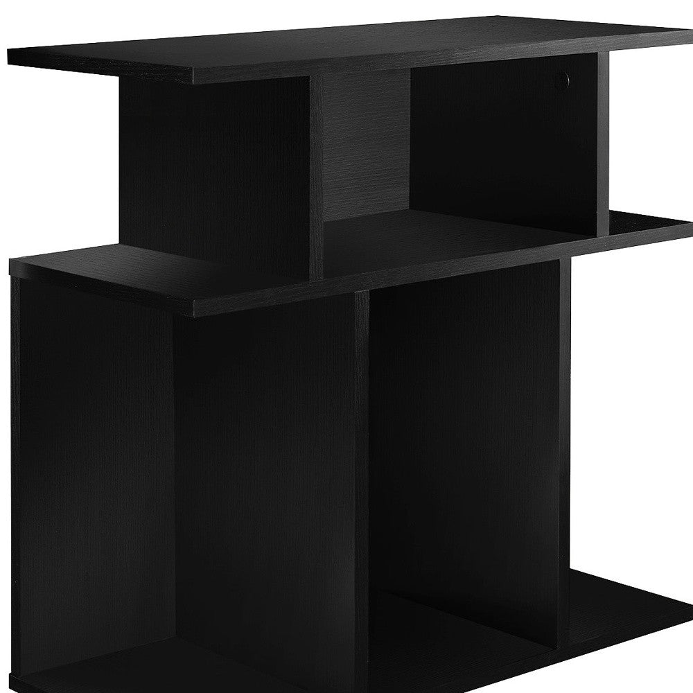 24" Black Wood End Table With Six Open Shelves-2