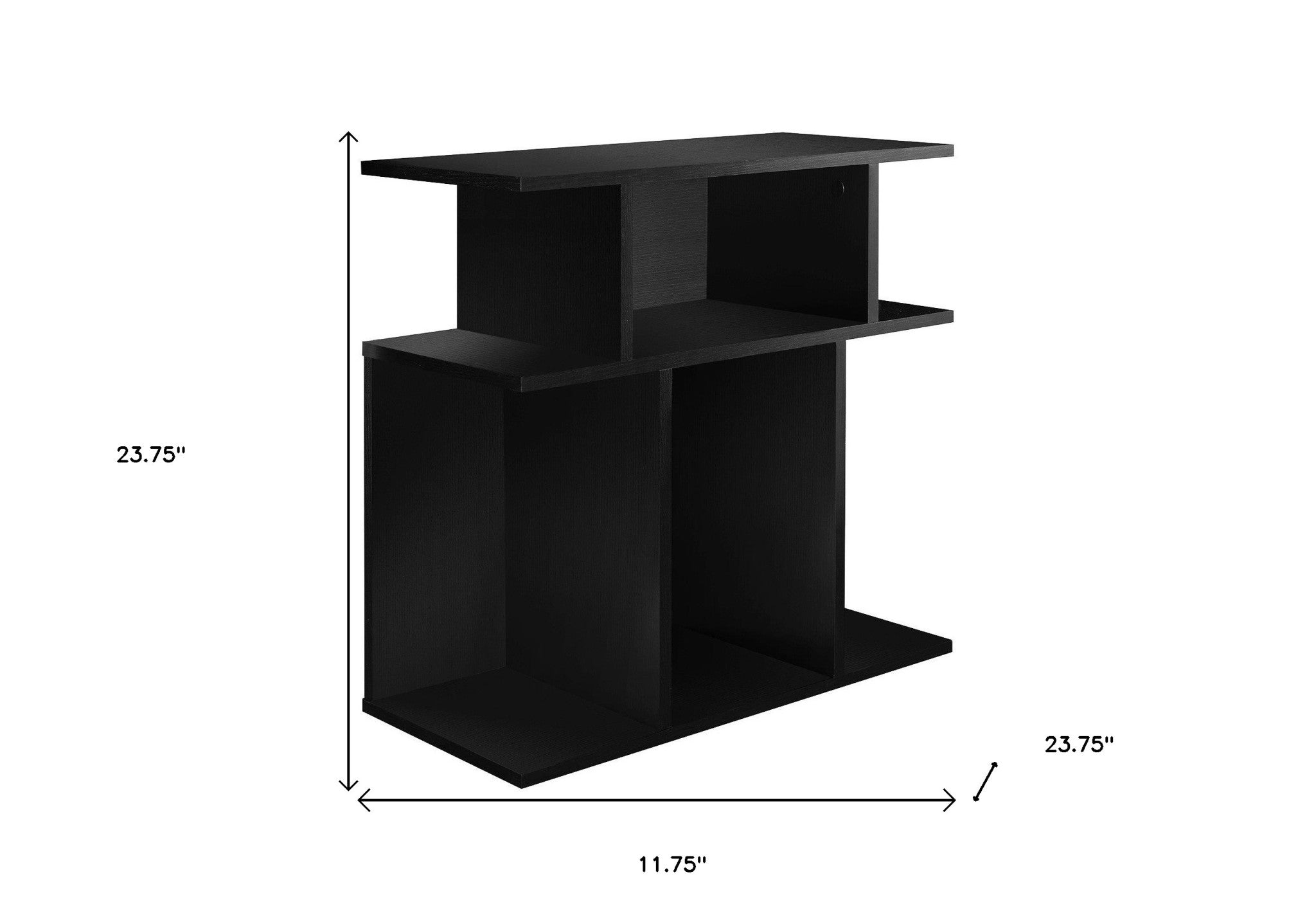 24" Black Wood End Table With Six Open Shelves-7