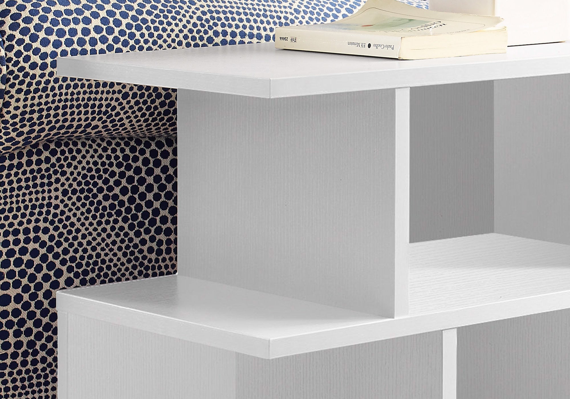 24" White Wood End Table With Six Open Shelves-6