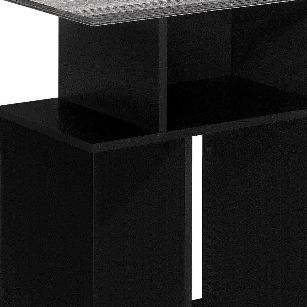 24" Gray and Black Wood Floor Shelf End Table With 6-2