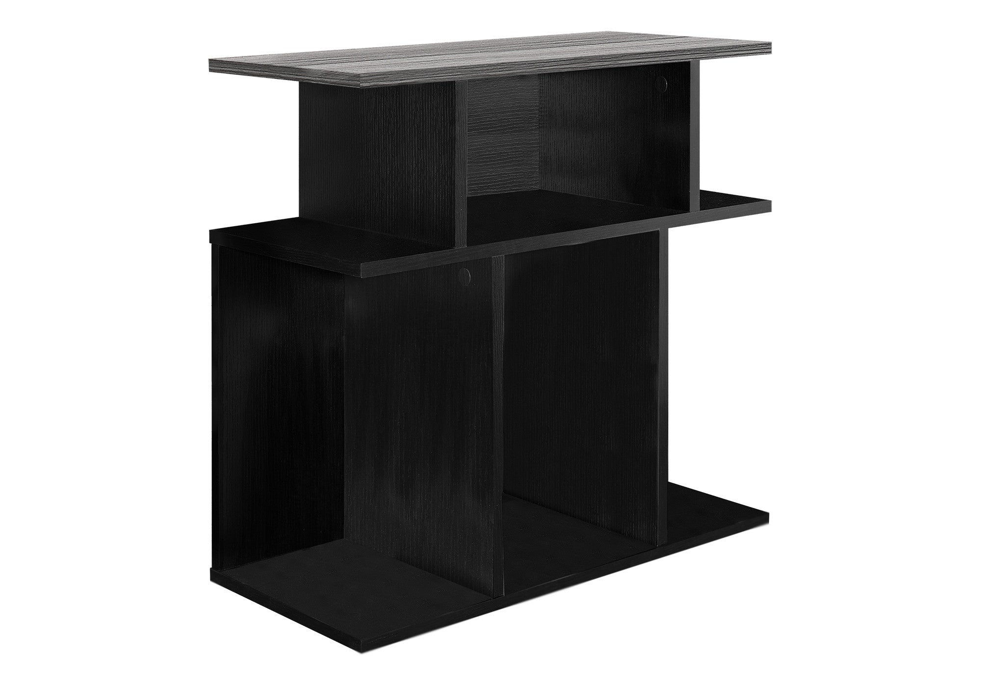 24" Gray and Black Wood Floor Shelf End Table With 6-1