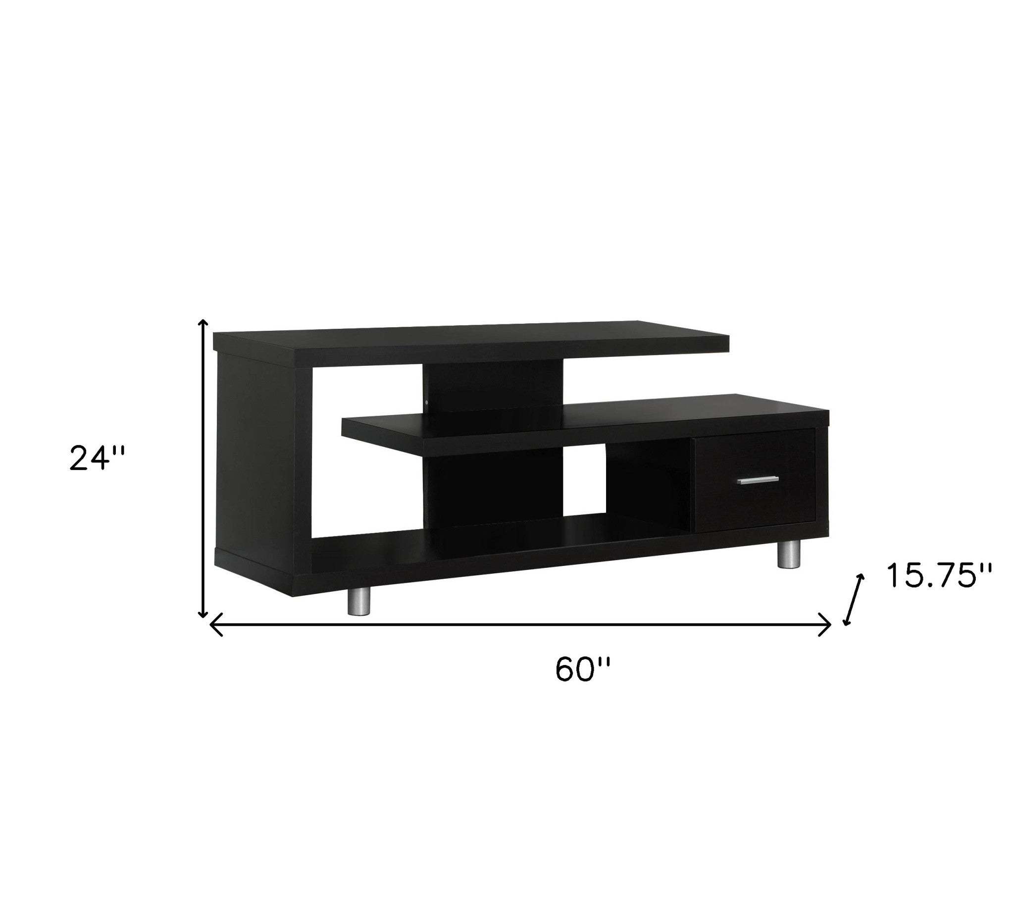 60" Dark Brown Cabinet Enclosed Storage TV Stand-8