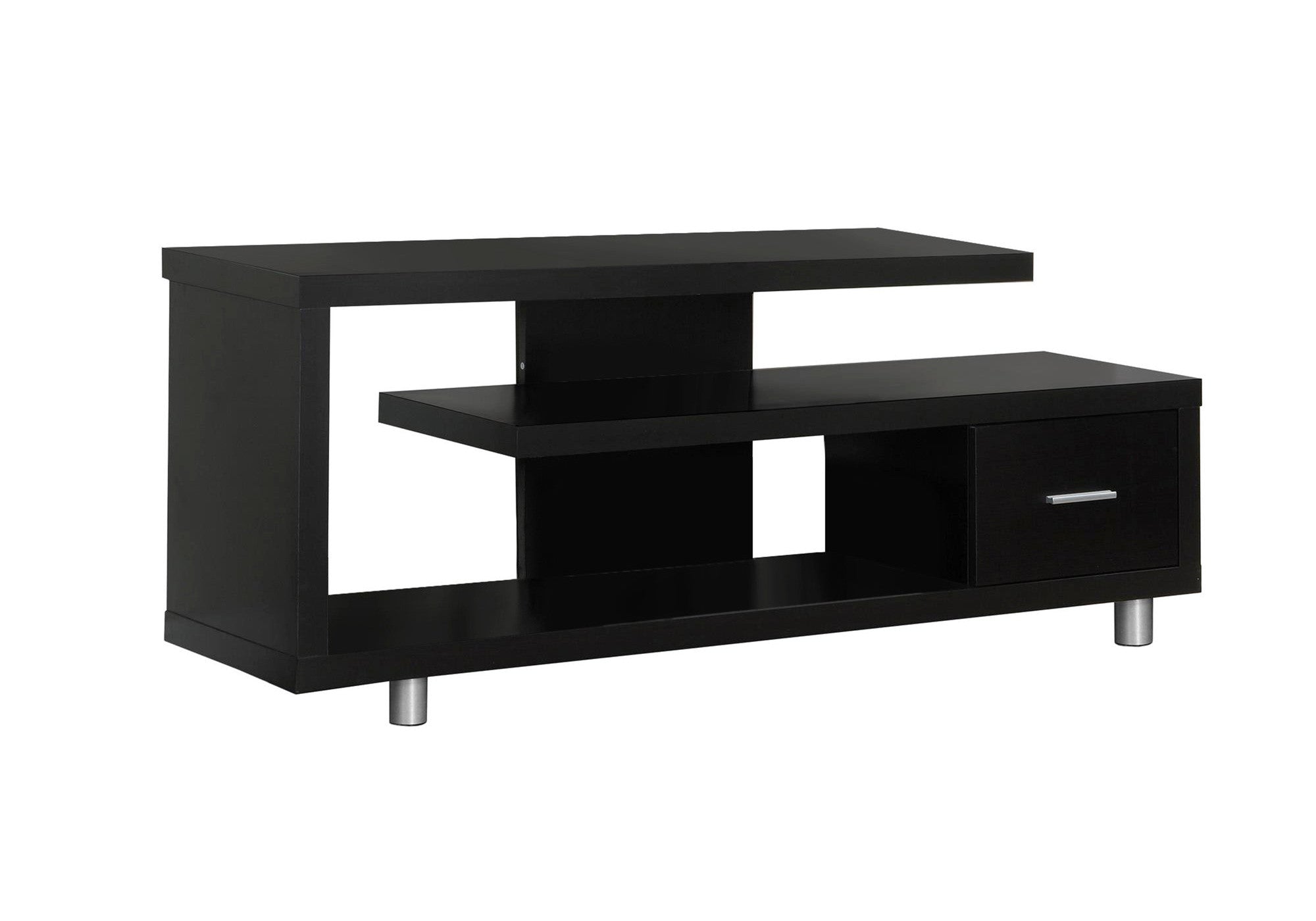 60" Dark Brown Cabinet Enclosed Storage TV Stand-0
