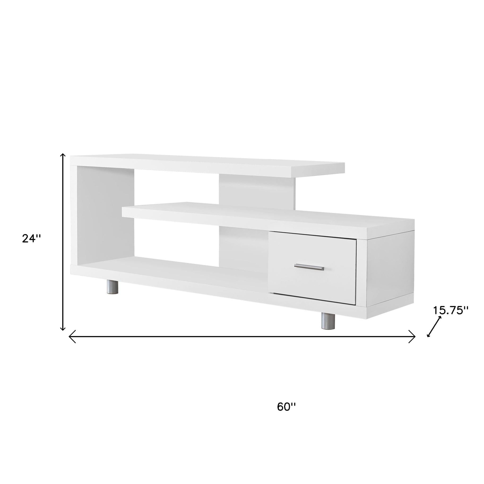 60" White Open Shelving TV Stand-5
