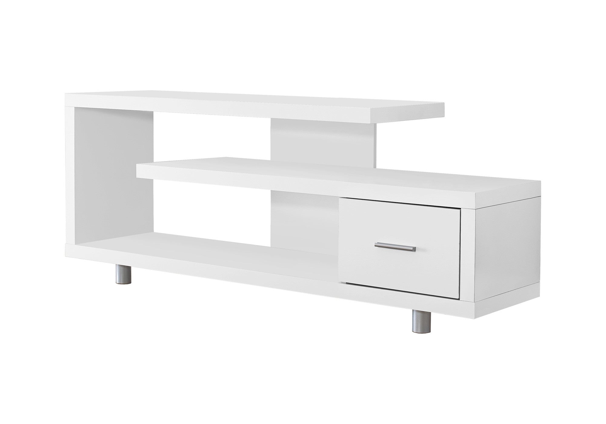 60" White Open Shelving TV Stand-0