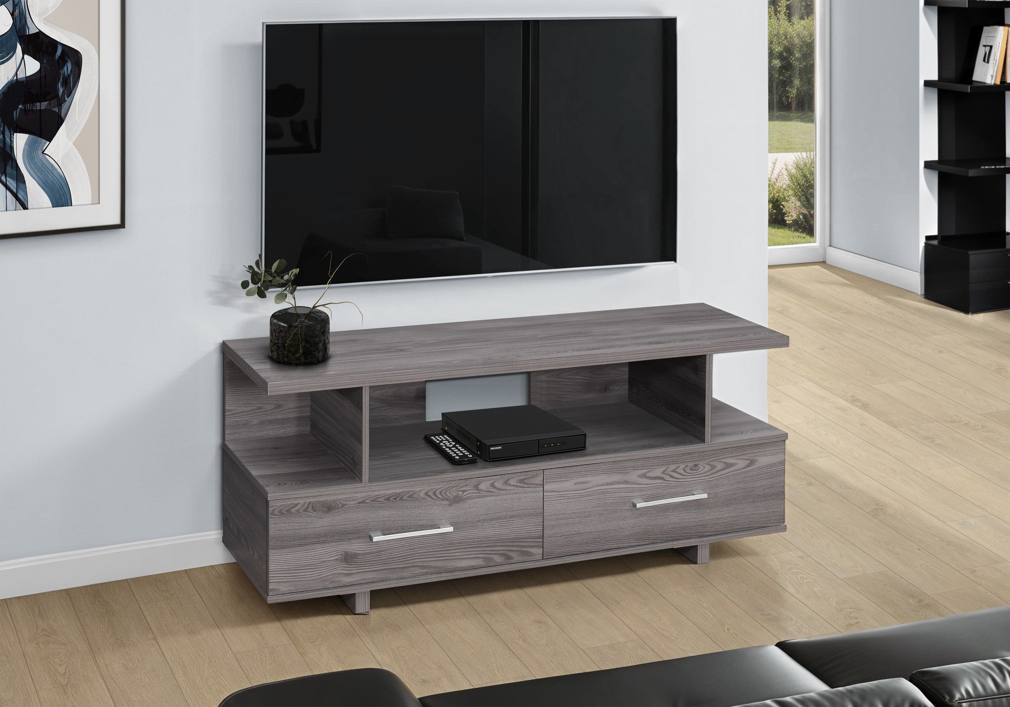 48" Gray Open Shelving Entertainment Center-5