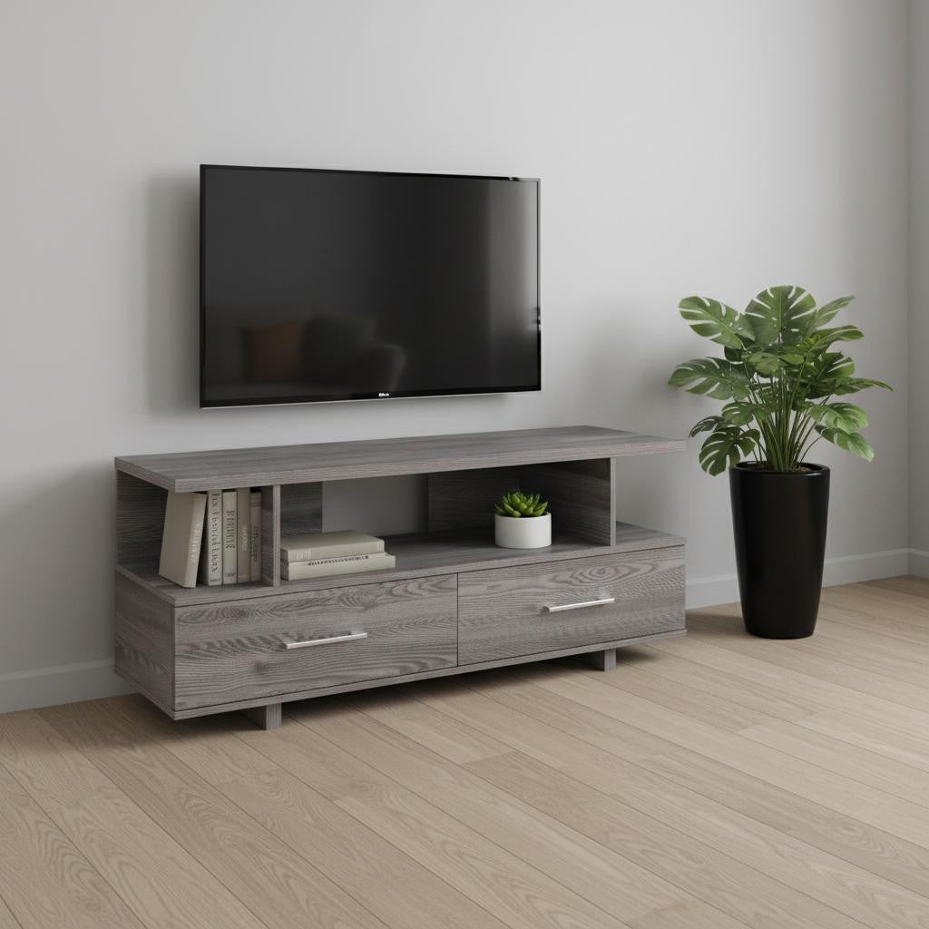 48" Gray Open Shelving Entertainment Center-0