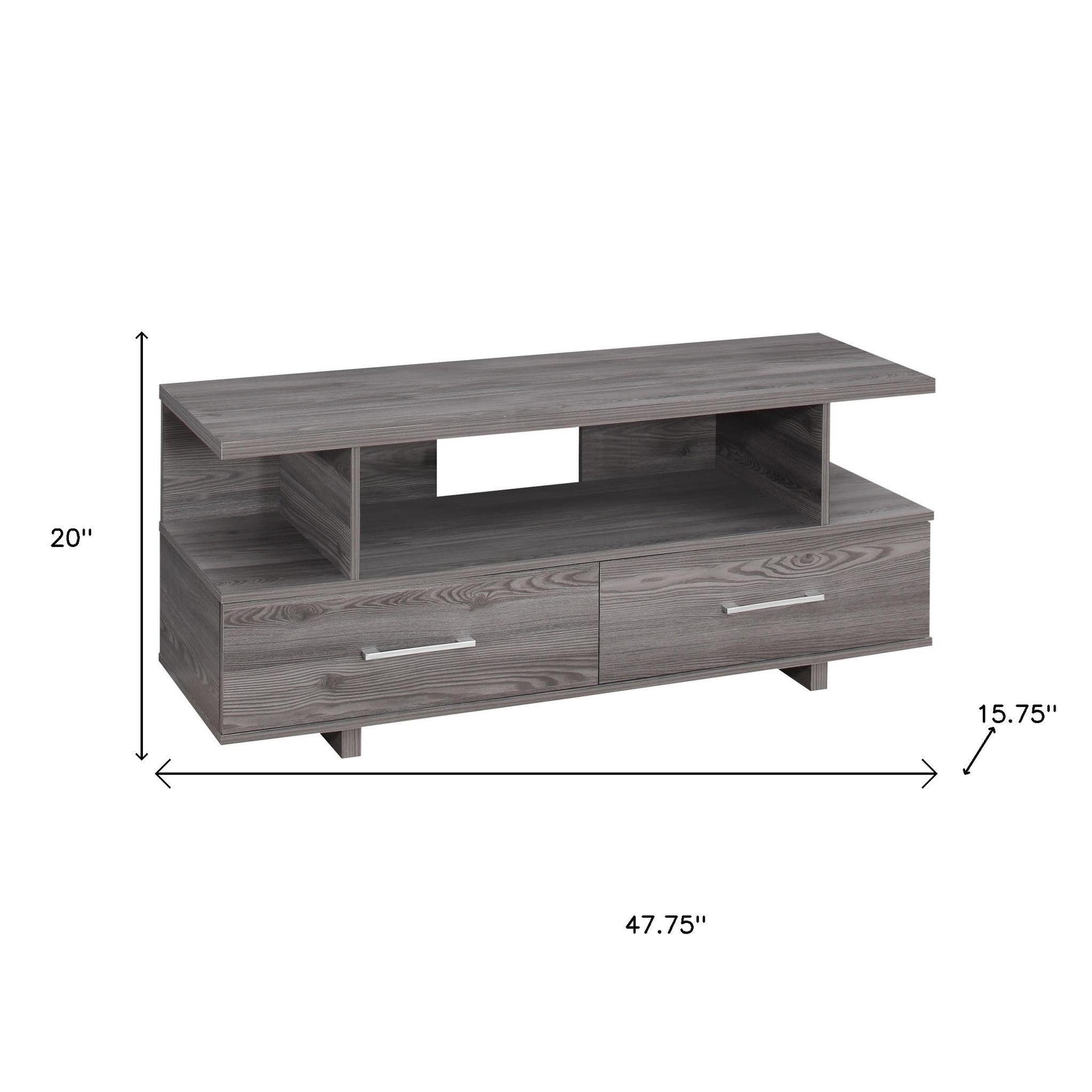 48" Gray Open Shelving Entertainment Center-6